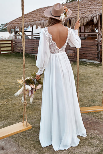 Vestido de Novia Manga Larga Boho Marfil